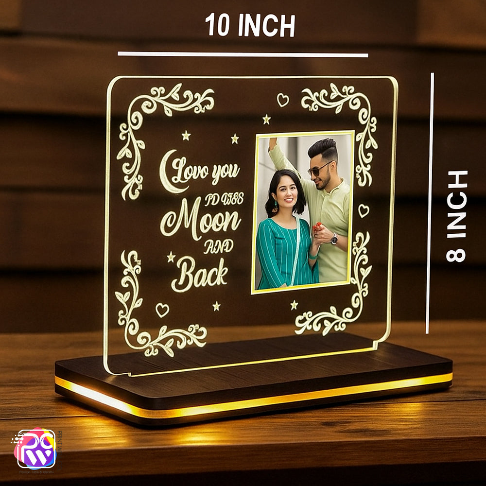 Customized “Love You to the Moon and Back” Acrylic Lamp | Personalized Couple Photo Frame