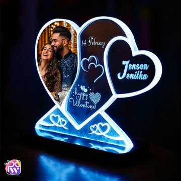 Customized Valentine Heart LED Lamp | Dual Heart Personalized Gift