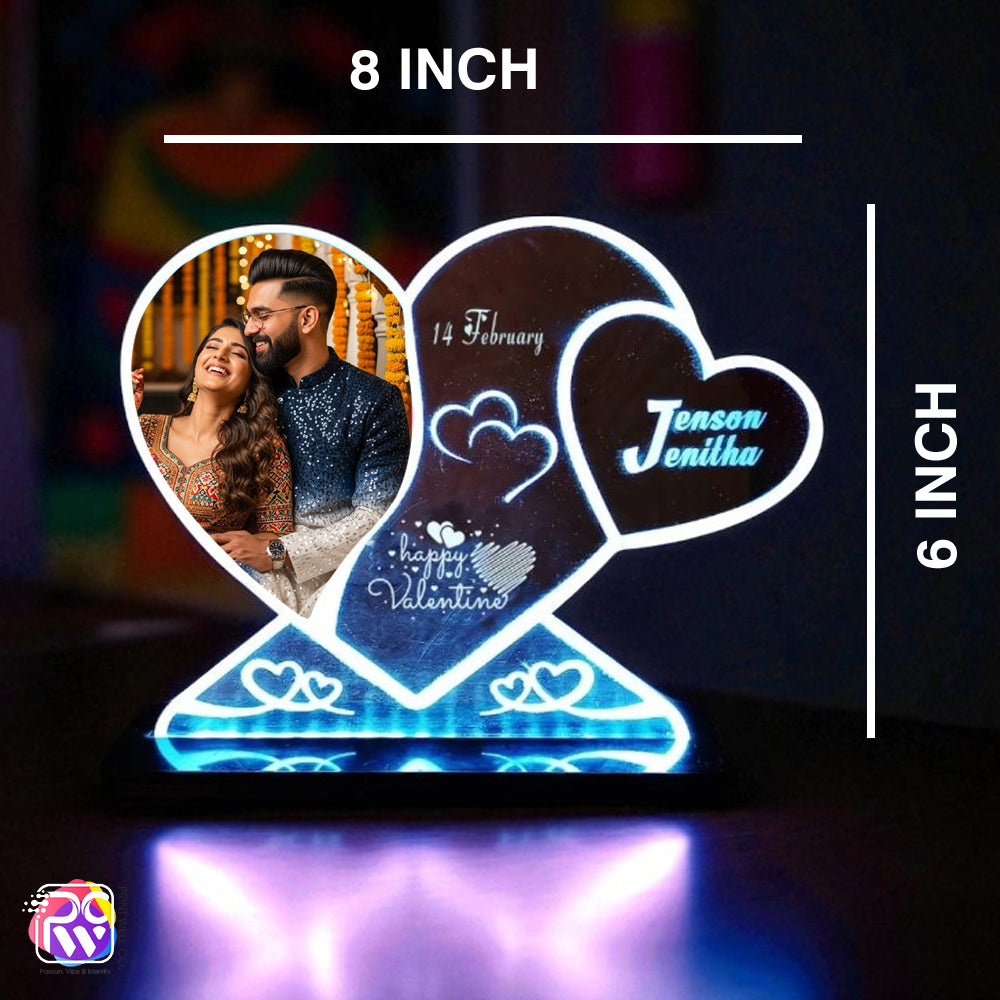Customized Valentine Heart LED Lamp | Dual Heart Personalized Gift