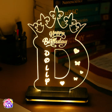 Customized Alphabet LED Birthday Lamp | Personalized Crown Design Gift