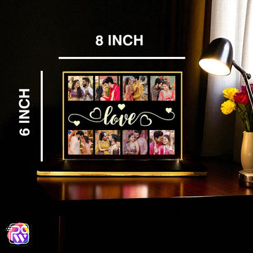 Customized LOVE Collage LED Frame | 8-Photo Personalized Table Lamp