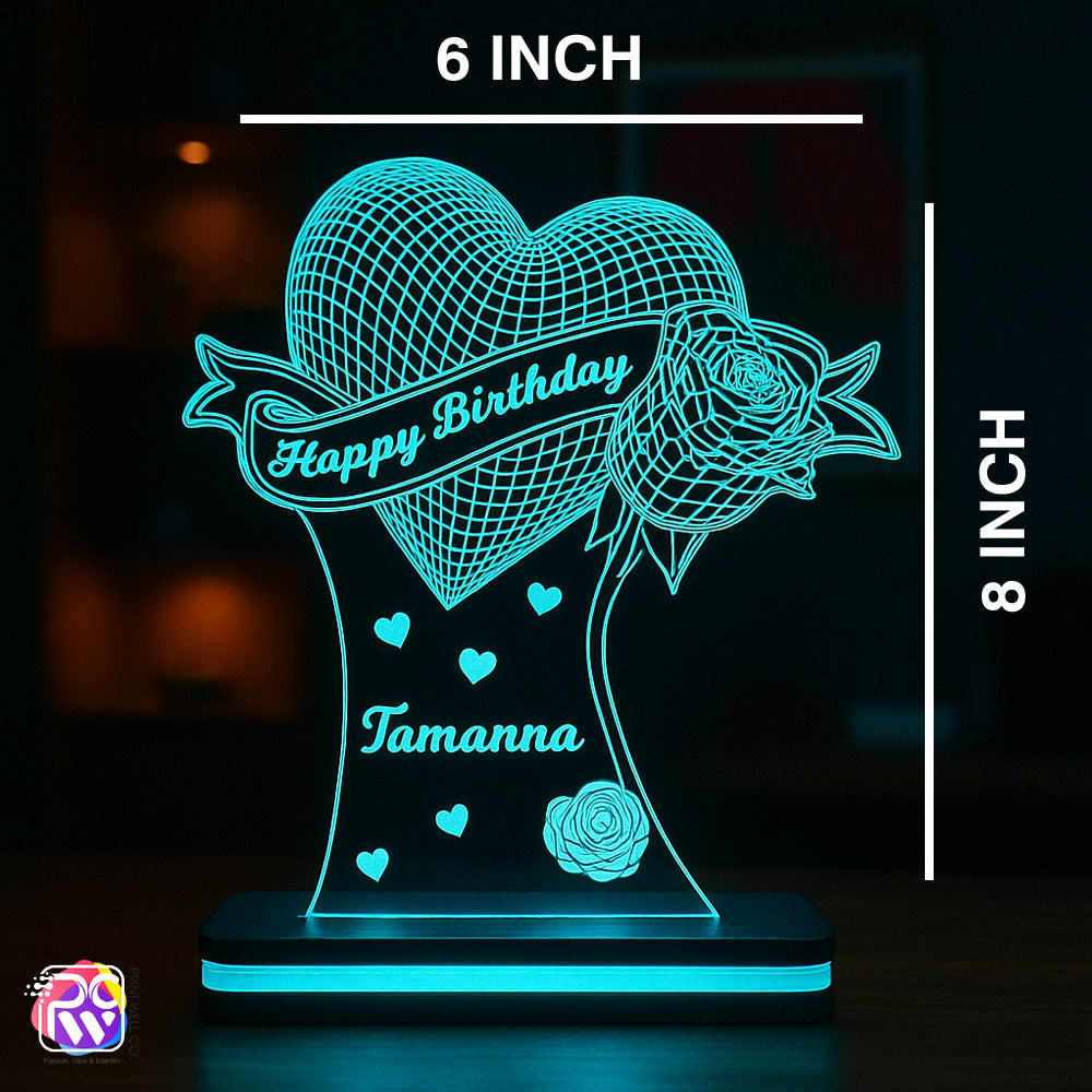 Customized Heart LED Birthday Lamp with Name | Personalized Gift for Loved Ones