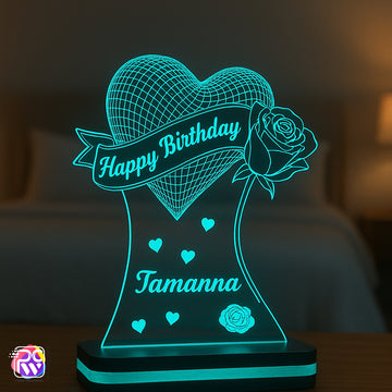 Customized Heart LED Birthday Lamp with Name | Personalized Gift for Loved Ones