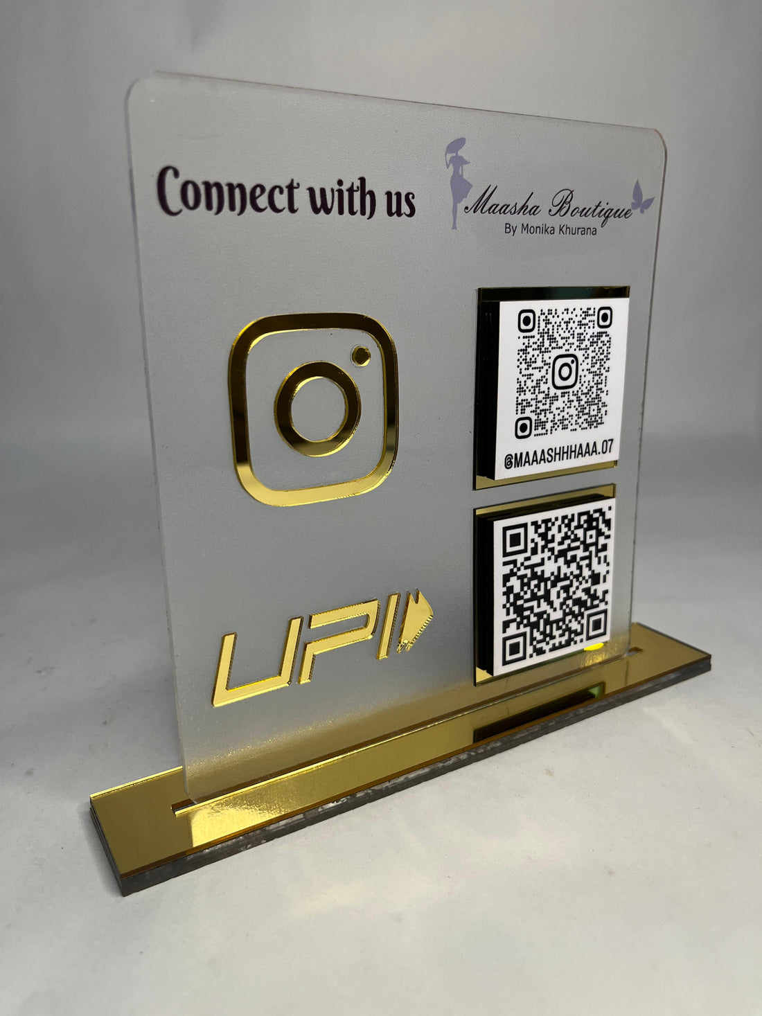 Customized Social Media & UPI QR Table Stand – Elegant, Functional & Premium