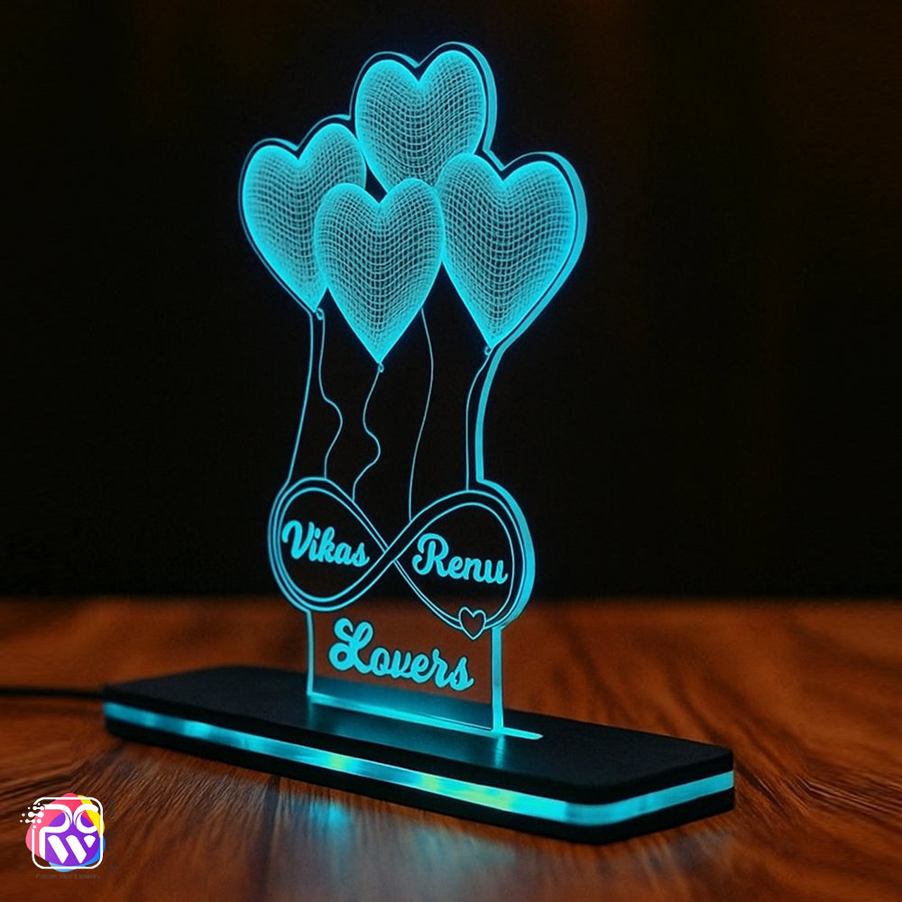 Customized Heart Balloons LED Lamp | Personalized Couple Gift