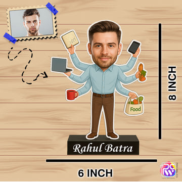 Customized “Multitasker” Tabletop Photo Frame – Personalized Caricature for Professionals & All-Rounders