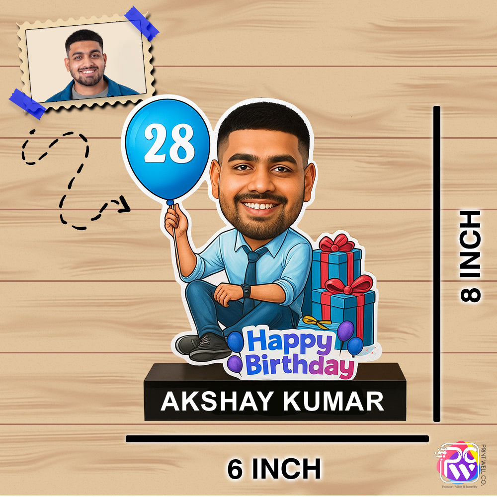 Customized “Birthday” Tabletop Photo Frame – Personalized Caricature with Name, Age & Festive Design