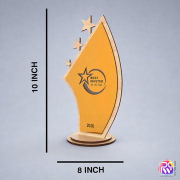 Personalised Best Master of the Year Wooden Trophy