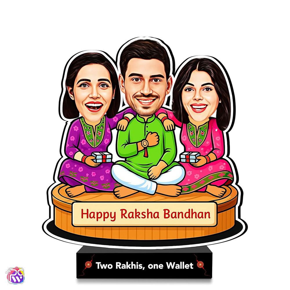Personalized Rakhi Gift Caricature Standee with Name – Brother Sister Special Gift