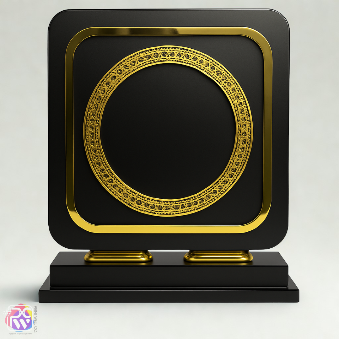 Custom Black & Gold Trophy Plaque – Personalized Engraving Award Frame