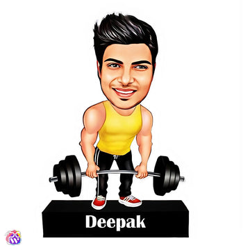 Personalized Gym Boy Caricature Standee with Name