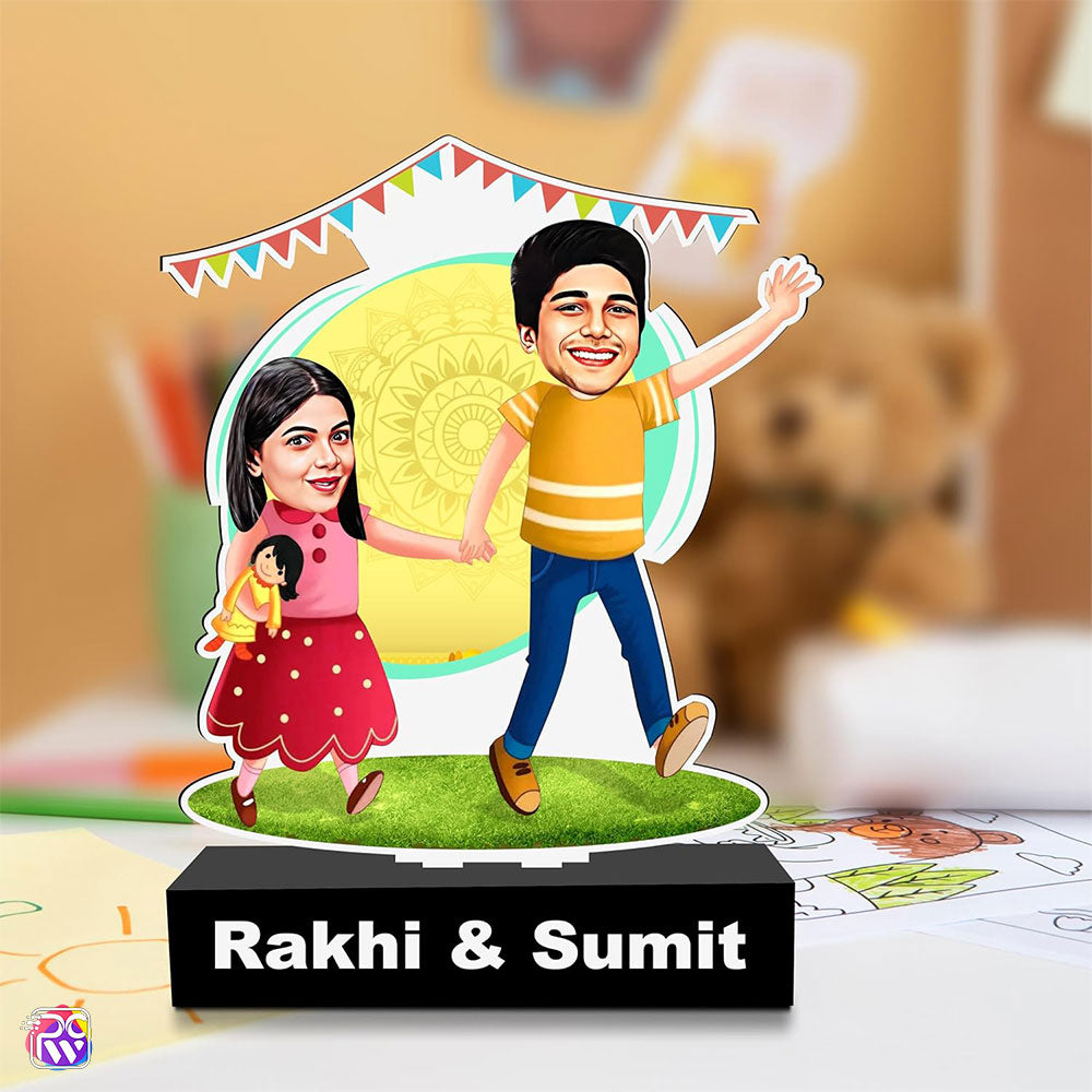 Personalized Rakhi Caricature Standee with Name