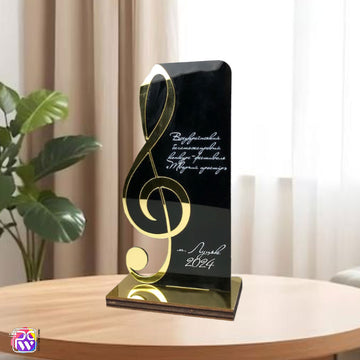 Gold music award trophy Personalized trophy with Violin key Talent award Black acrylic trophy plaque Custom trophy