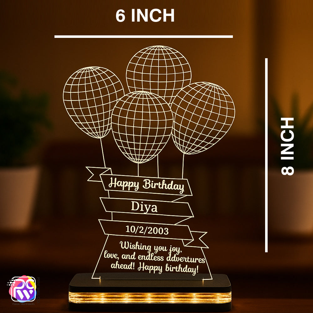 Customized Birthday Balloon LED Lamp | Personalized Gift for Special Day