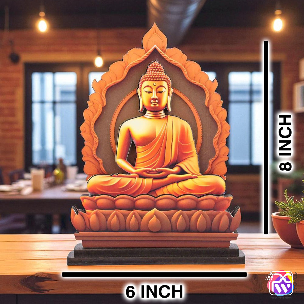 Lord Buddha Wooden Tabletop – Spiritual Décor Piece for Peace & Mindfulness