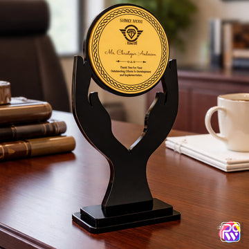 Personalized Handcrafted Wooden Service Award Trophy