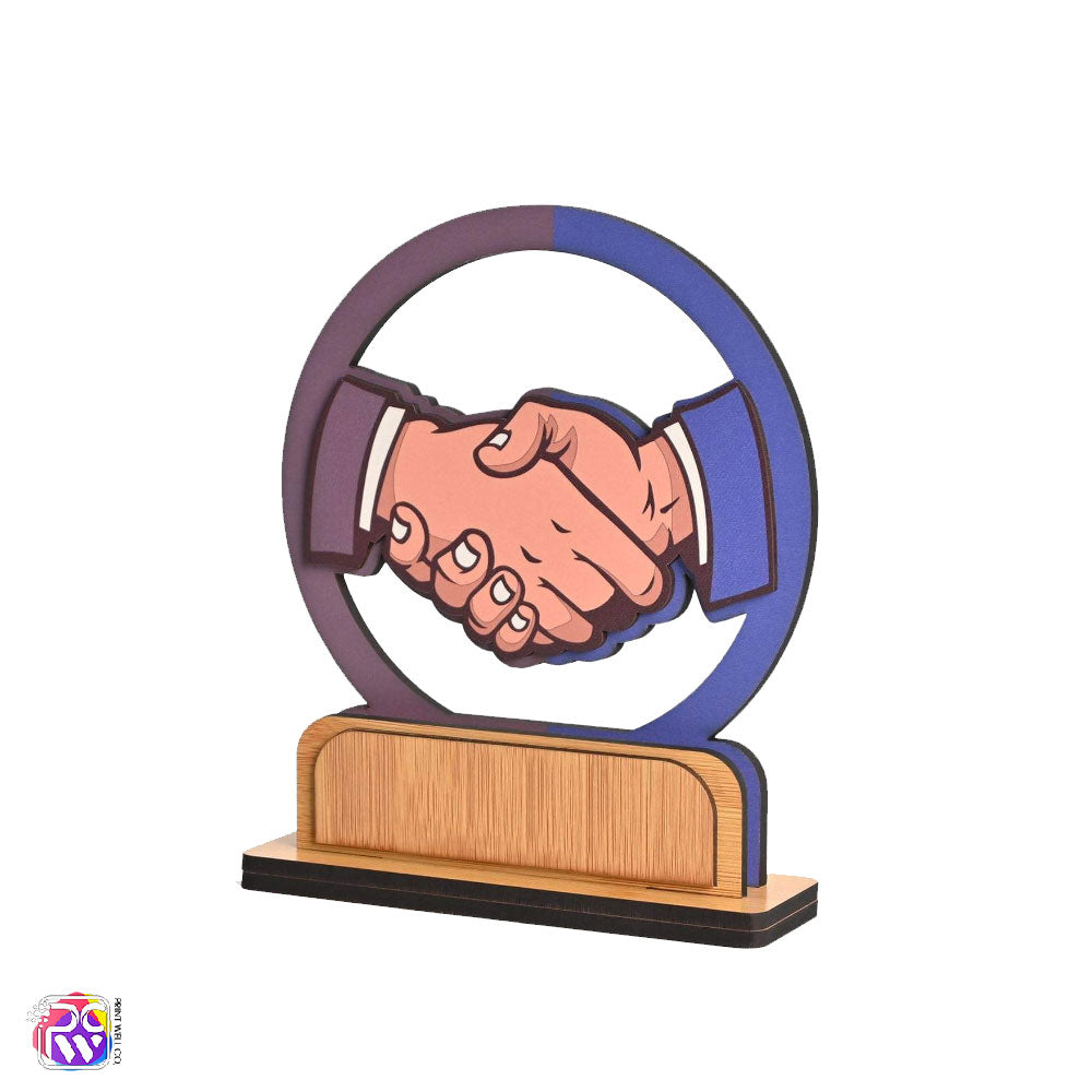 Wooden Handshake Memento Trophyc