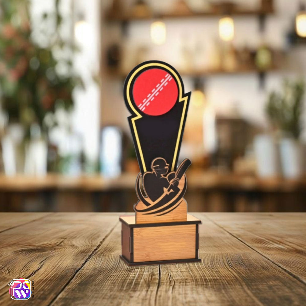 Wooden Cricket Trophy for Winners – Women’s & Men’s Cricket Cup Award