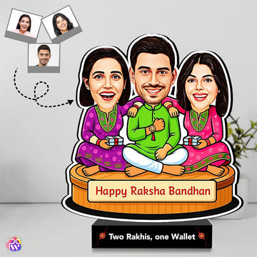 Personalized Rakhi Gift Caricature Standee with Name – Brother Sister Special Gift