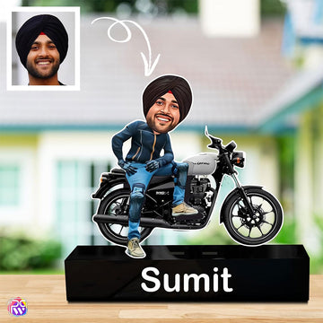 Personalized Bike Rider Caricature Standee with Name