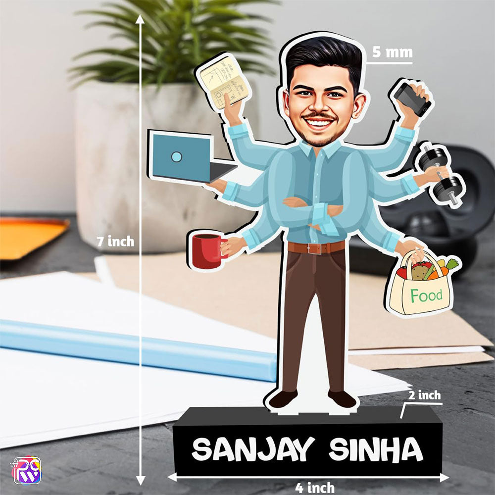 Personalized Multitasker Caricature Standee with Name