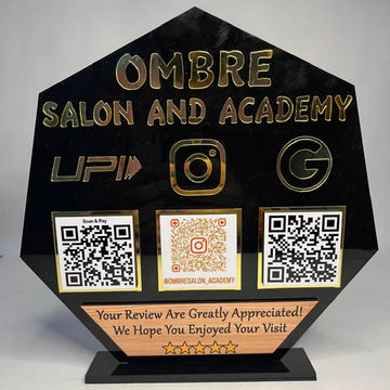 Customized Salon QR Table Stand – Stylish, Functional & Professional