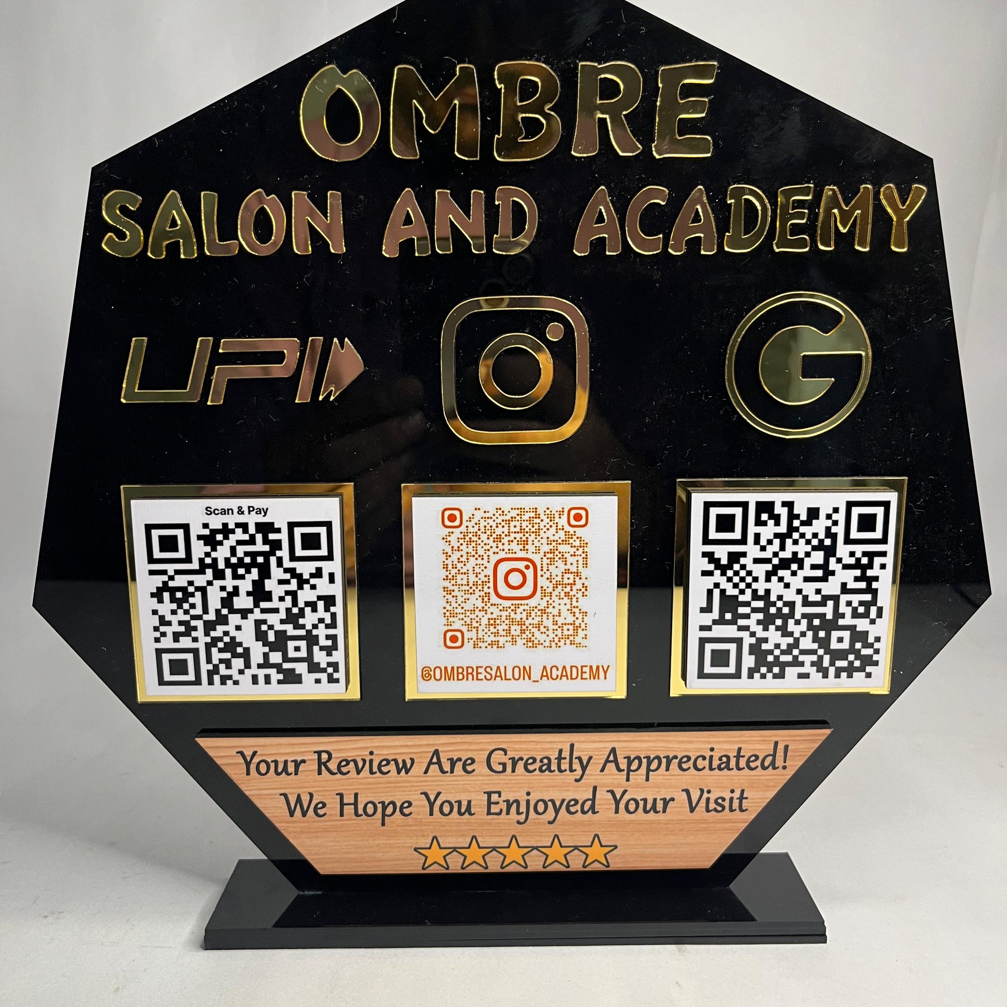 Customized Salon QR Table Stand – Stylish, Functional & Professional