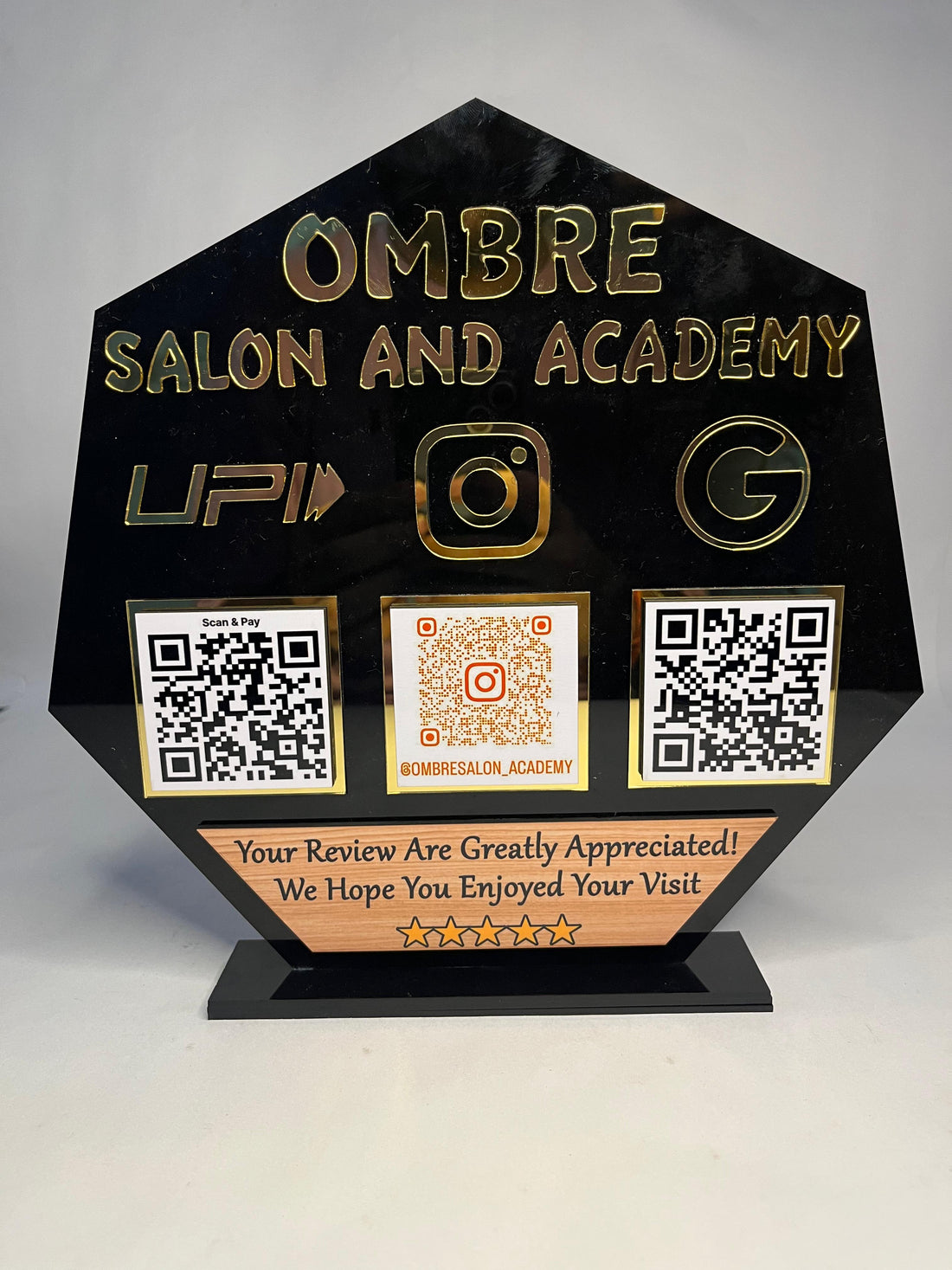 Customized Salon QR Table Stand – Stylish, Functional & Professional