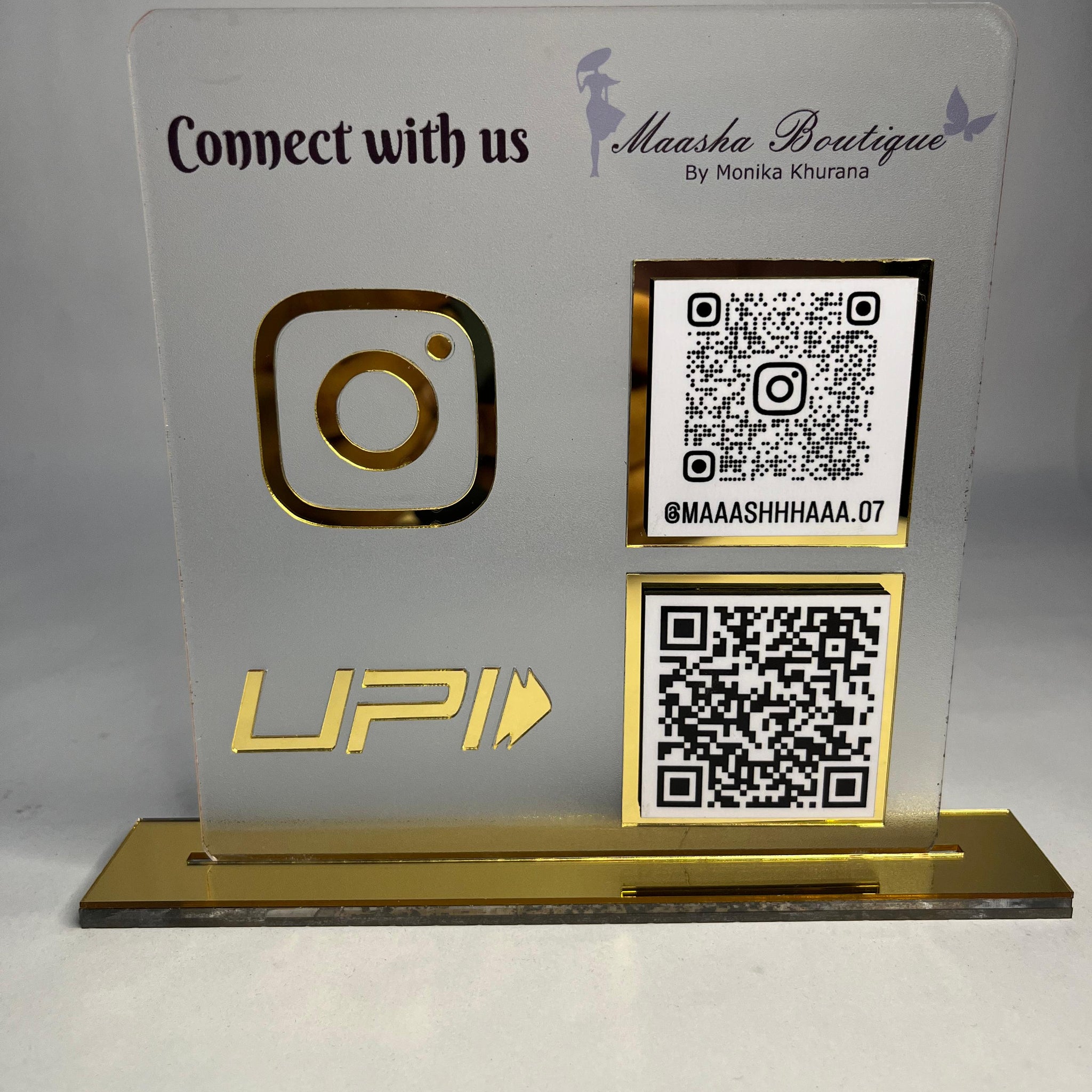 Customized Social Media & UPI QR Table Stand – Elegant, Functional & Premium