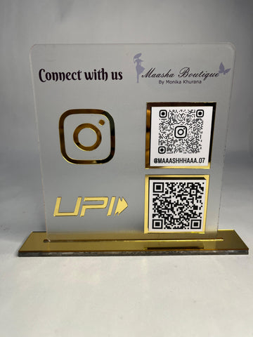 Customized Social Media & UPI QR Table Stand – Elegant, Functional & Premium