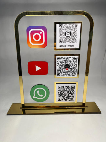 Customized Social Media QR Table Stand – Stylish, Modern & Engaging